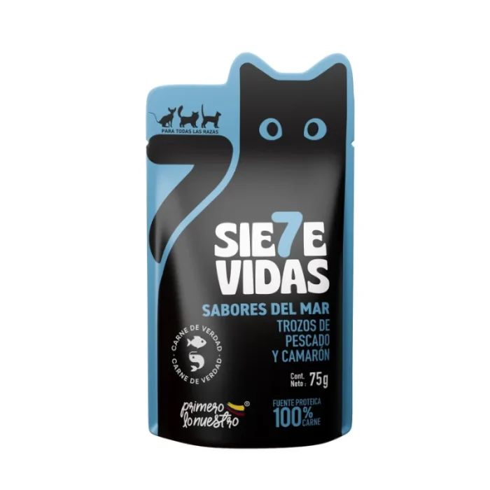 7 Vidas Trozos Pouch x 75 g para Gatos Adultos