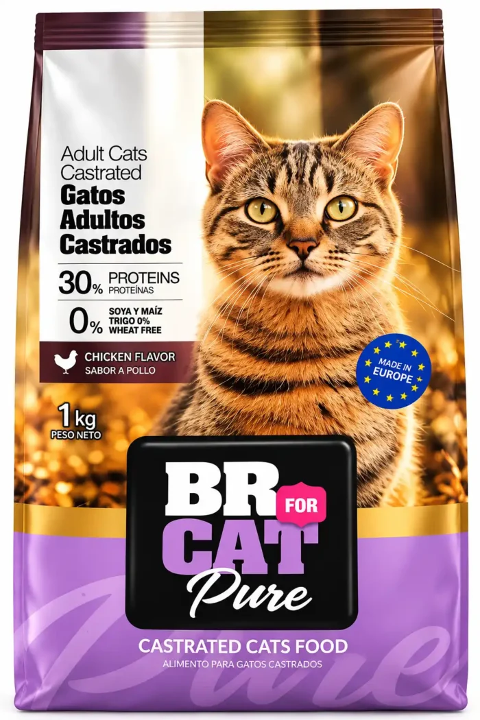BR FOR CAT PURE GATO ADULTO CASTRADO POLLO 1KG