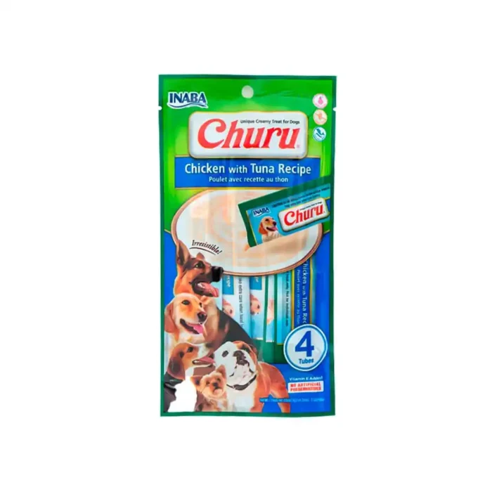 Churu Perros Snack Cremoso Sabor Pollo y Atún x 4 Unidades 14 g