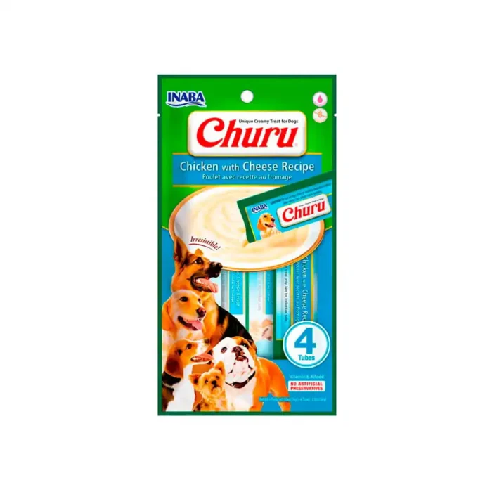 Churu Perros Snack Cremoso Sabor Pollo y Queso x 4 Unidades 14 g
